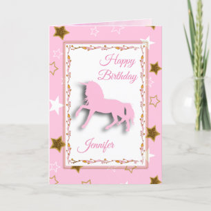 Happy Birthday Girl's Unicorn Personalised Card