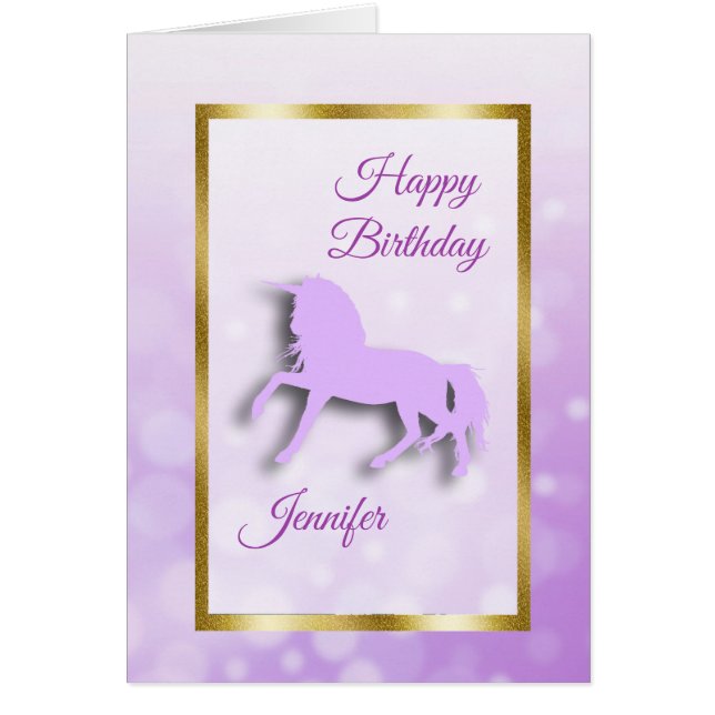 Happy Birthday Girl's Unicorn Personalised Card (Front)