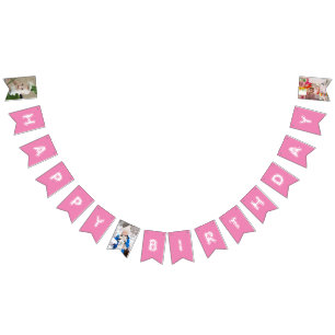 Happy Birthday Girly Daughter Photo White And Pink Bunting