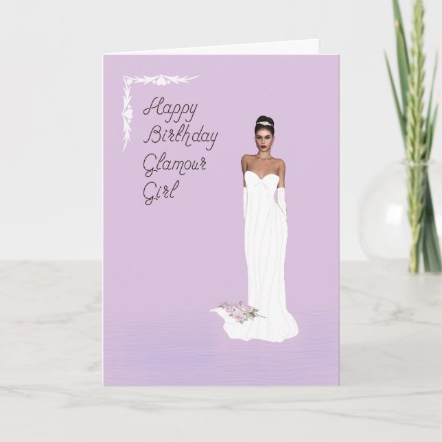 Happy Birthday Glamour Girl Pretty Lady Card (Front)