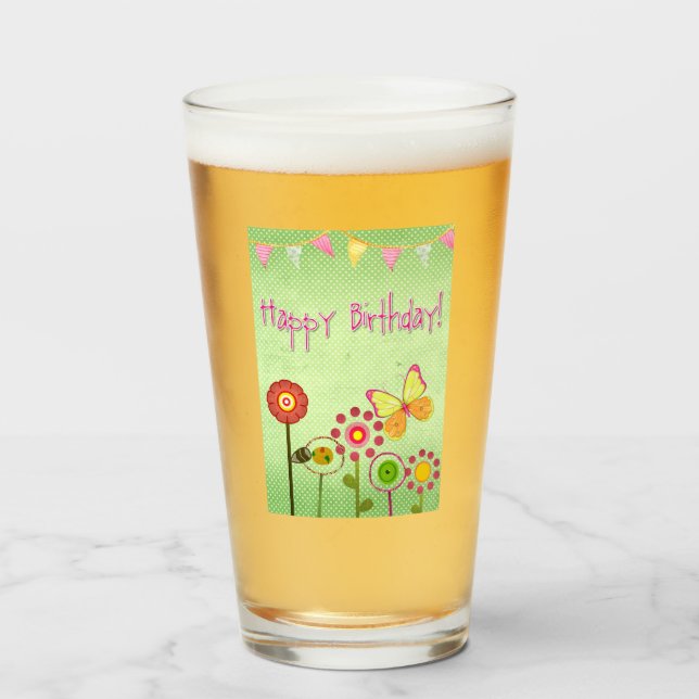 Happy Birthday Glass (Front Filled)