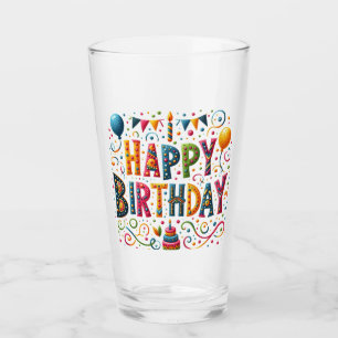 Happy Birthday Glass