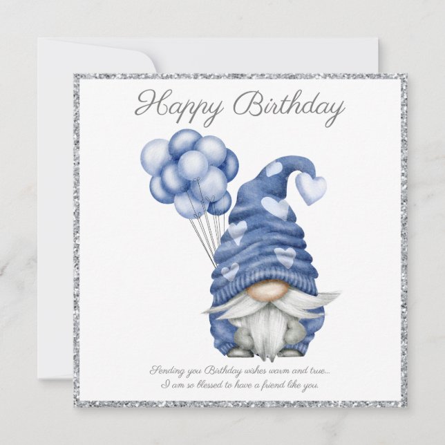 Happy Birthday Gnome Holiday Card (Front)