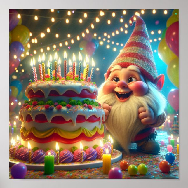 Happy  Birthday Gnome Poster (Front)