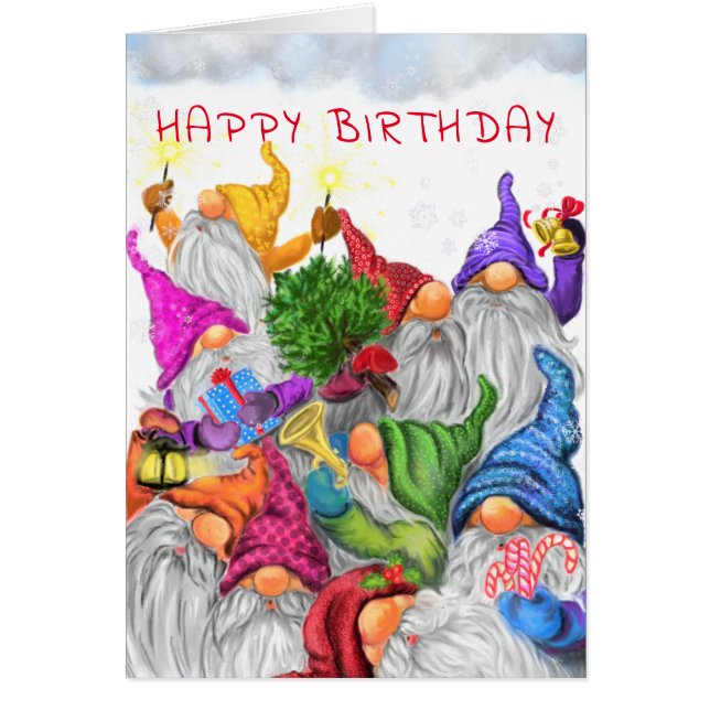 Happy Birthday - Gnomes Birthday Celebration - Fun (Front)