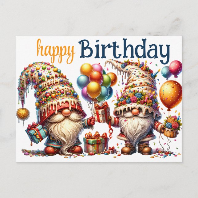 Happy Birthday Gnomes Postcard (Front)