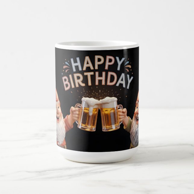 "Happy Birthday" Gnomes Toasting Beer Mugs (Center)