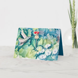 Happy Birthday God Bless You Hummingbird Flowers Card