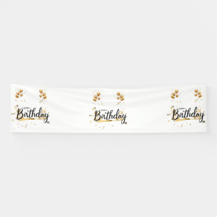 Happy Birthday Gold 2.5x10 Vinyl Banner