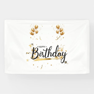 Happy Birthday Gold 2.5x4 Vinyl Banner