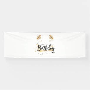 Happy Birthday Gold 2.5x8 Vinyl Banner