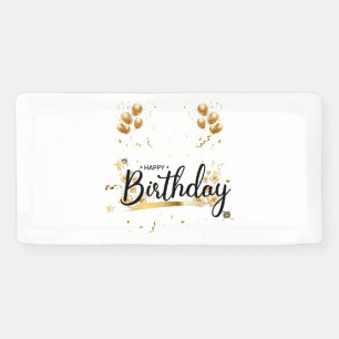 Happy Birthday Gold 2x1 Vinyl Banner