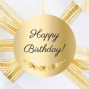 Happy Birthday Gold decor Classic Round Sticker