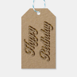 Happy Birthday Gold Elegant Typography Gift Tags