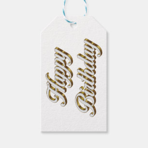 Happy Birthday Gold Elegant Typography Gift Tags