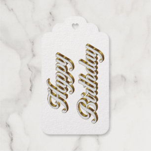 Happy Birthday Gold Elegant Typography Gift Tags