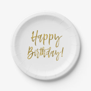 Happy Birthday Gold Foil Paper Plate