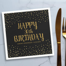 Happy Birthday Gold Glitter Any Year Custom