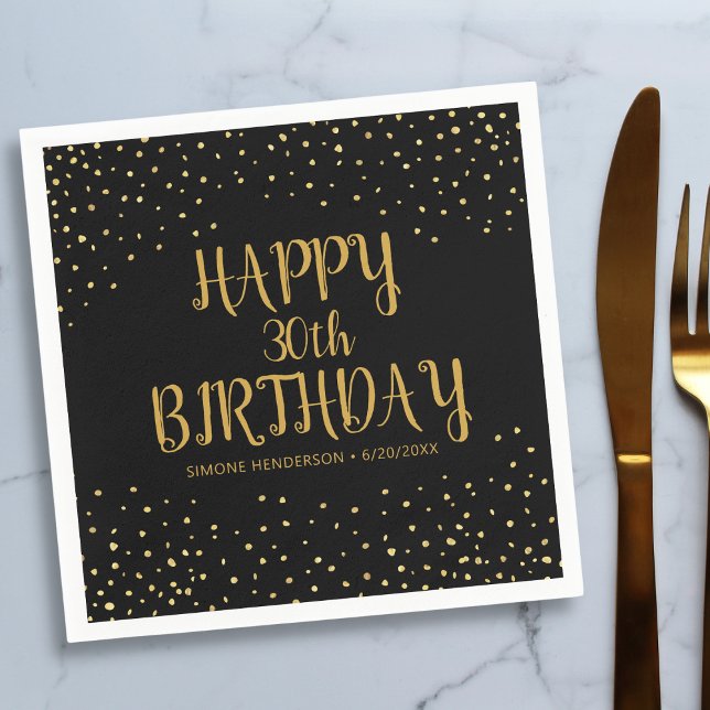 Happy Birthday Gold Glitter Any Year Custom Napkin (Creator Uploaded)