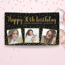 Happy Birthday Gold Glitter Photos Any Year Custom