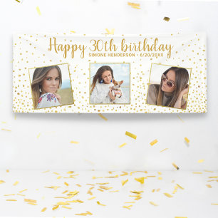 Happy Birthday Gold Glitter Photos Any Year Custom Banner