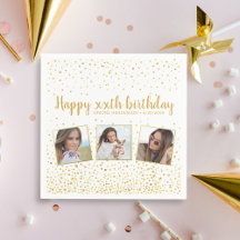 Happy Birthday Gold Glitter Photos Any Year Custom