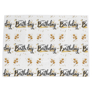 Happy Birthday Gold Large Gift Bag
