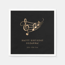 Happy Birthday Gold Music Notes Elegant