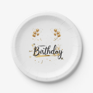 Happy Birthday Gold Paper Plates