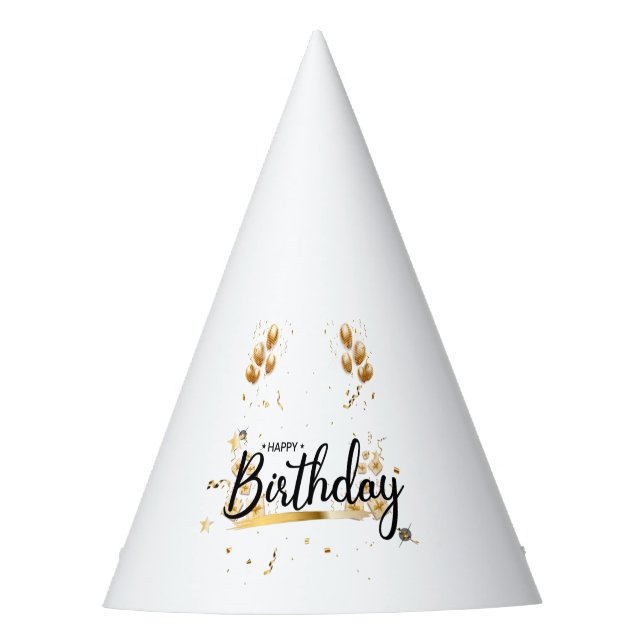 Happy Birthday Gold Party Hat (Front)