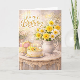Happy Birthday Golden Daffodils Card