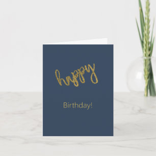 Happy Birthday Golden Glitter Custom Name Note Card