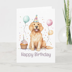 Happy Birthday Golden Retriever Dog Card
