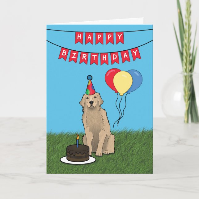 Happy Birthday Golden Retriever Dog Card (Front)