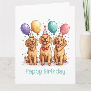 Happy Birthday Golden Retriever Dogs Card
