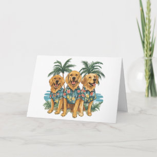Happy Birthday Golden Retriever Dogs Hawaiian Card
