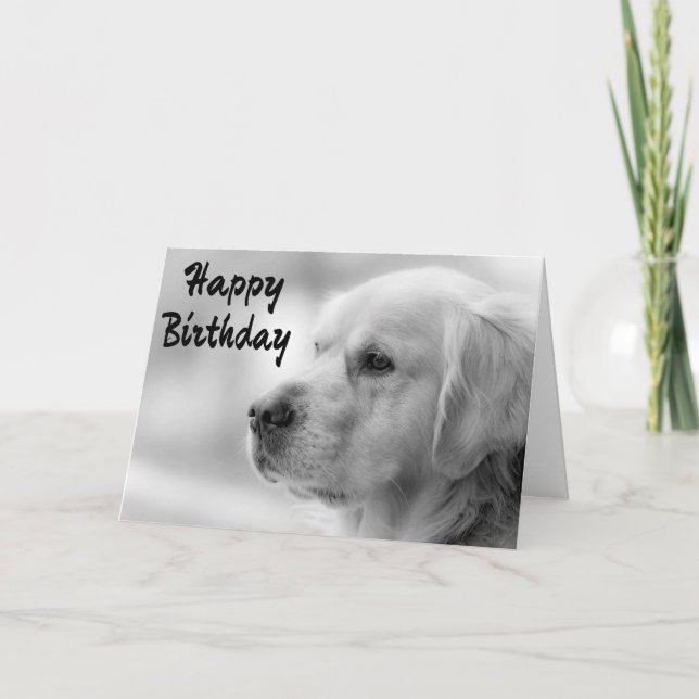Happy Birthday Golden Retriever Puppy Dog Card (Front)