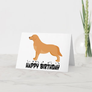 Happy Birthday Golden Retriever Puppy Dog Cartoon Card