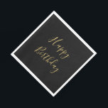 Happy Birthday Golden Yellow Text Black Custom  Napkin<br><div class="desc">Designed with golden yellow text template for "Happy Birthday" message which you may edit to customise and also custom colour background!</div>