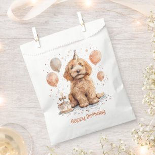 Happy Birthday Goldendoodle Dog Birthday Cake Favour Bags