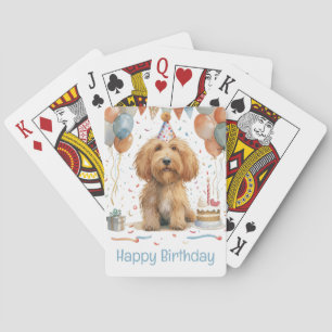 Happy Birthday Goldendoodle Dog Playing Cards