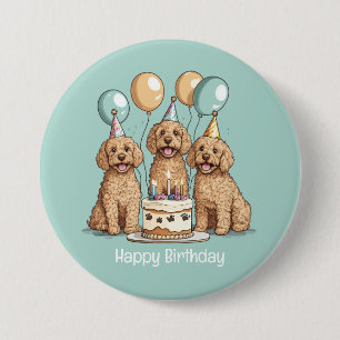 Happy Birthday Goldendoodle Dogs 7.5 Cm Round Badge