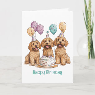 Happy Birthday Goldendoodle Dogs Birthday Cake Card