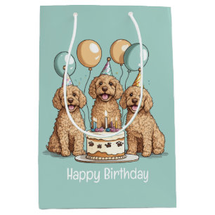 Happy Birthday Goldendoodle Dogs Medium Gift Bag