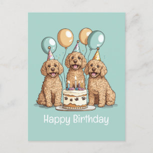 Happy Birthday Goldendoodle Dogs Postcard