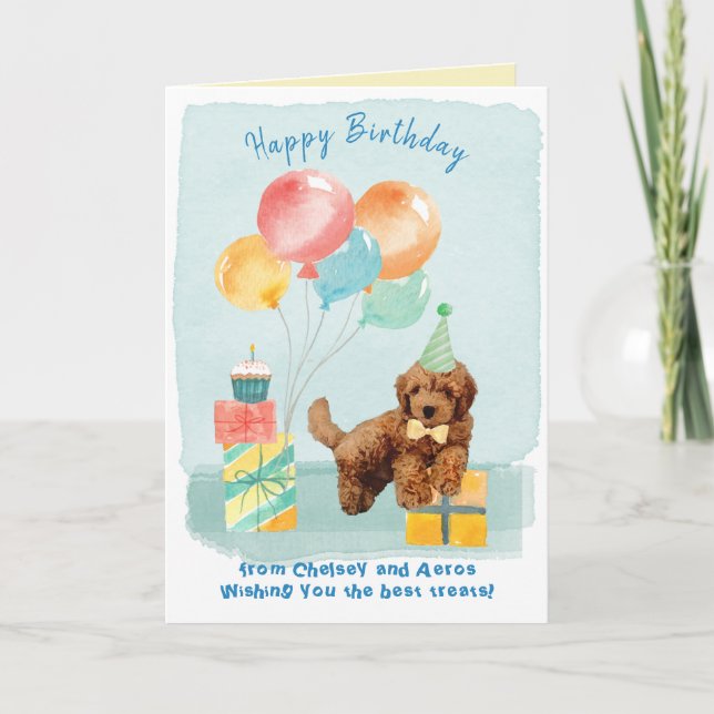 Happy Birthday Goldendoodle Puppy Birthday Card (Front)