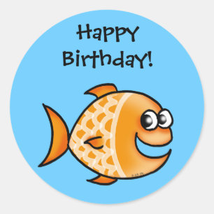 Happy Birthday! (goldfish) Classic Round Sticker
