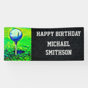 Happy Birthday Golf Ball Men's Banner