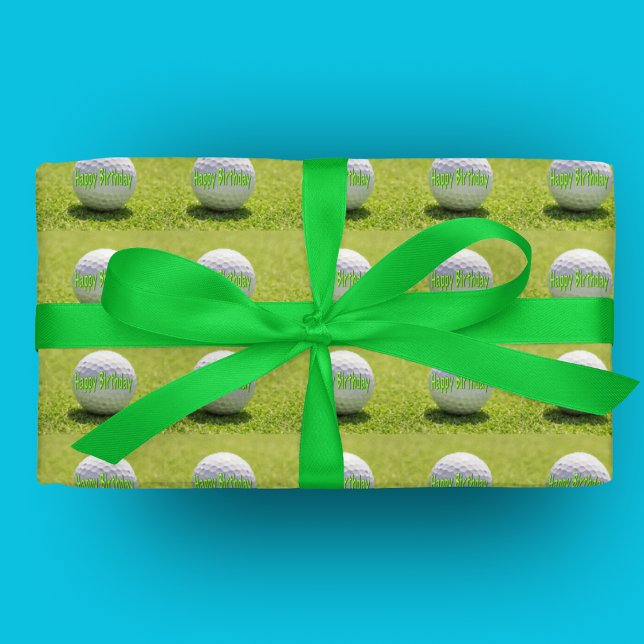 Happy Birthday Golf Ball Wrapping Paper (Creator Uploaded)
