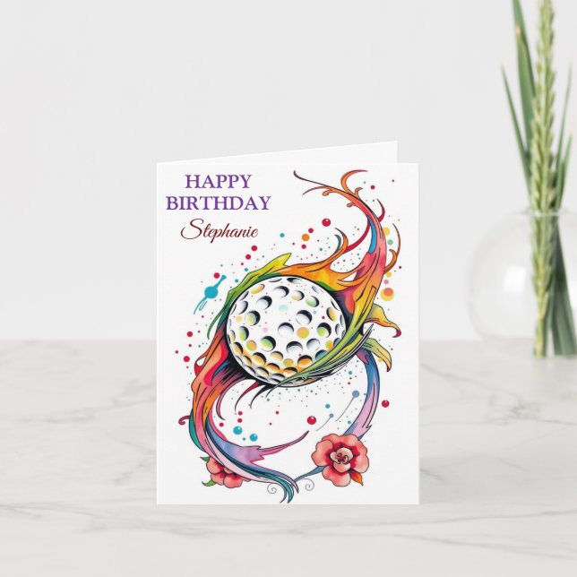 Happy Birthday Golfing Ball Lovers Card (Front)